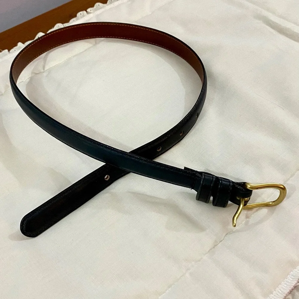 Coach 2800 Skinny Belt Women Small Navy Glove Tanned Leather Solid Brass USA